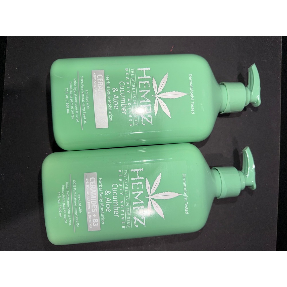 Hempz Herbal Body Moisturizer Cucumber & Aloe Ceramides B3 2 Pack 17oz
